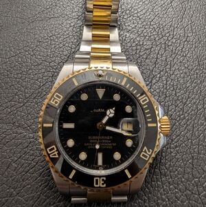 Luxury Two-Tone Watch with Black Dial